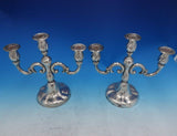 German .835 Silver Candelabra Pair 3-Light 11" x 11 1/2" Post 1886 (#4053)