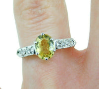 14k White Gold 1.7ct Yellow Genuine Natural Sapphire and Diamond Ring (#J4640)