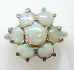 10k White Gold Ring with Genuine Natural Opal Rosette Cluster (#J3661)