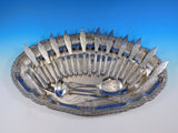 JP Caron French Sterling Silver Flatware Service Fish Set Figural Pierced c1925