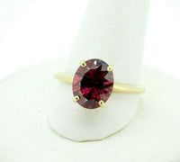 14k Yellow Gold Concave Cut 3 Carat Genuine Natural Garnet Ring (#J4419)