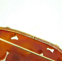 14k Gold Chinese Export Carved Genuine Natural Carnelian Pin (#J5060)