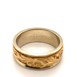 14k White Gold Band with Yellow Gold Floral Accent Wedding Jewelry (#J5874)