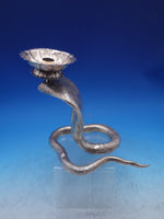 Sterling Silver Candle Holder Cobra Design w/ Red Eyes 8 1/2" x 5 1/4" (#6906)
