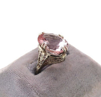 14k Gold Large 8.77ct Pink Genuine Natural Morganite Filigree Ring (#J5763)