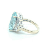 18k White Gold Large 9.45 Carat Genuine Natural Aquamarine Ring (#J5228)