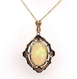 10k Yellow Gold Vintage Seven Carat Genuine Natural Opal Pendant (#J5658)