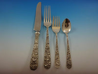 Repousse by Kirk Sterling Silver Flatware Service For 12 Set 143 Pcs Dinner Size