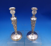 Rose by Stieff Sterling Silver Candlestick Pair #159 10" x 3 1/2" (#6971)