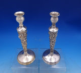 Rose by Stieff Sterling Silver Candlestick Pair #159 10" x 3 1/2" (#6971)