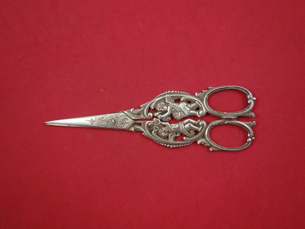 European .800 Silver Grape Shears BC with Cherubs All Sterling 1.76oz. 5 1/2"