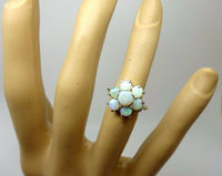 10k White Gold Ring with Genuine Natural Opal Rosette Cluster (#J3661)