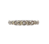 18k White Gold Petite Three Stone Genuine Natural Diamond Ring Band (#J5726)