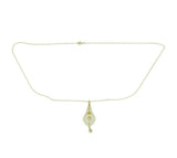 10k Yellow Gold Lavaliere Pendant Diamond Pearls 14k Chain (#J4812)