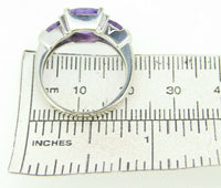 14k White Gold Ring with Three Specialty Cut Genuine Natural Amethysts (#J4285)