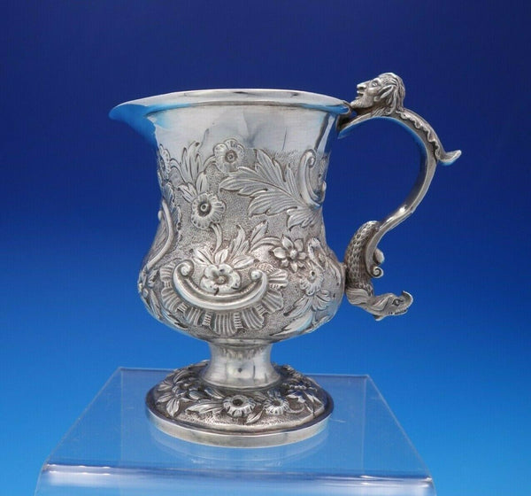 English Georgian Sterling Silver Creamer Pitcher Figural w/ Man Dolphin (#3696)