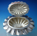 Hungarian Sterling Silver Tea Caddy Oval Fluted with 3-D Rose Finial (#5512)