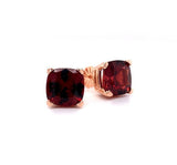 14k Rose Gold 5.20 Carat Cushion Genuine Natural Garnet Earrings (#J5623)