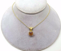 14k Gold Concave Cut Genuine Natural Citrine Pendant (#J1105)