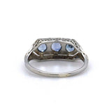 18k White Gold Genuine Natural Ceylon Sapphire Filigree Ring Jewelry (#J5649)