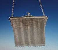 AM & ML English Sterling Silver Mesh Purse with Fringe and Chain Handle (#3012)