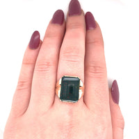 10k Yellow Gold Men's Genuine Natural Bloodstone Ring Jewelry (#J5680)