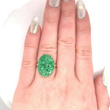 14k Yellow Gold Chinese Export Carved Jade Ring (#J5416)