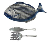 Wilton Armetale Large Fish Tray + 2-pc Fairfax by Gorham Sterling Serving Set