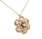 14k Gold 1.5 Carat Mine Cut Genuine Natural Diamond Rosette Pin Pendant (#J5458)