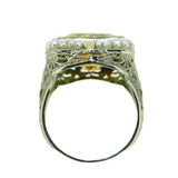 14k Gold Deco 7 Carat Citrine Filigree Ring with Flowers and Bows (#J4541)