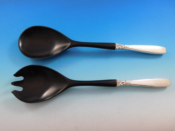 Starfire by Lunt Sterling Silver Salad Serving Set 2pc w/ Black Plastic 11 1/4"