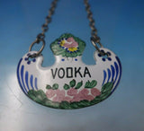 French Sterling Silver Liquor Label "Vodka" with Enamel 1 3/4" x 1 1/4" (#5914)