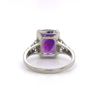 14k White Gold 4.54ct Deep Purple Genuine Natural Amethyst Ring (#J5751)