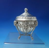 German .800 Silver Mustard Pot 3pc Frame Pot Lid w/ Rams Ribbons Swags (#6079)