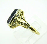 Art Deco 10k Yellow Gold Filigree Genuine Natural Amethyst Ring (#J4423)