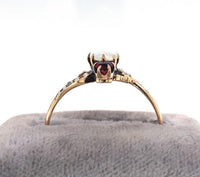 14k Yellow Gold Victorian Opal and Red Paste Stone Ring (#J6139)