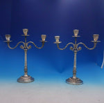 German .800 Silver Candelabra Pair 3-Light Greek Key Motif 13 1/2" (#4069)