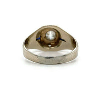 14k White Gold Art Deco .36ct Diamond Men's Ring (#J5549)