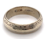 14k White Gold Wide Engraved Wedding Band Ring Size 8.5 Jewelry (#J5895)