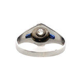 18k White Gold Art Deco .17ct Diamond Men's Ring Jewelry (#J5674)