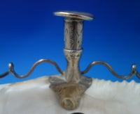 English Victorian Sterling Silver Chamber Stick Pair with Seashells (#5598)