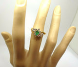 10k Oval Genuine Natural Emerald Ring with Diamonds (#J3609)