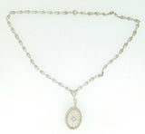 10k Oval Genuine Natural Crystal Quartz Necklace with Cast Chain (#J4090)