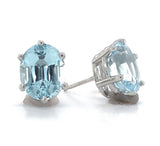 Platinum Oval 5.38ct TW Genuine Natural Aquamarine Stud Earrings (#J6472)