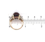 14k Yellow Gold 10.35ct Cabochon Genuine Natural Garnet Ring w/Diamonds (#J5758)