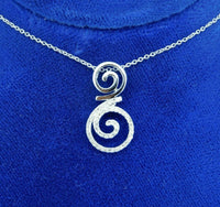 14k White Gold Genuine Natural Diamond Swirl Pendant .15cts (#J725)
