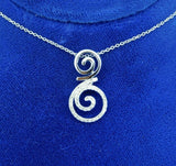 14k White Gold Genuine Natural Diamond Swirl Pendant .15cts (#J725)