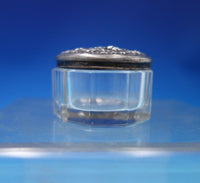 Sterling Silver and Glass Dresser Jar Floral Design on Lid 1 1/4" x 2" (#6838-2)