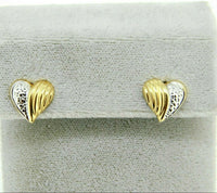 14k Yellow and White Gold Heart Stud Earrings (#J4441)