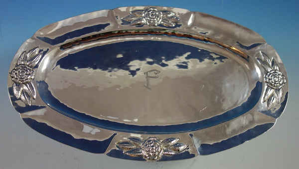 Aztec Rose by Unknown Mexican Mexico Sterling Silver Platter 14 1/2" (#1857)